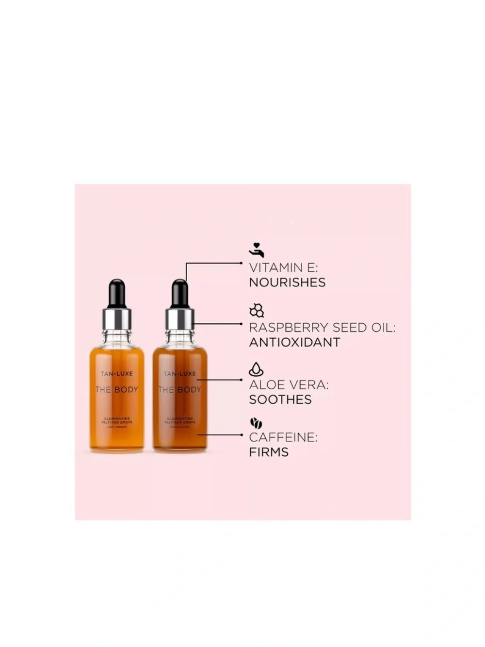 NWT Tan-Luxe The Body Illuminating Self-Tan Drops - 50 mL - Light/Medium